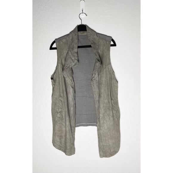 Coldwater Creek Women's Suede Leather Front Open Waterfall Vest Cotton Pockets - Picture 1 of 5
